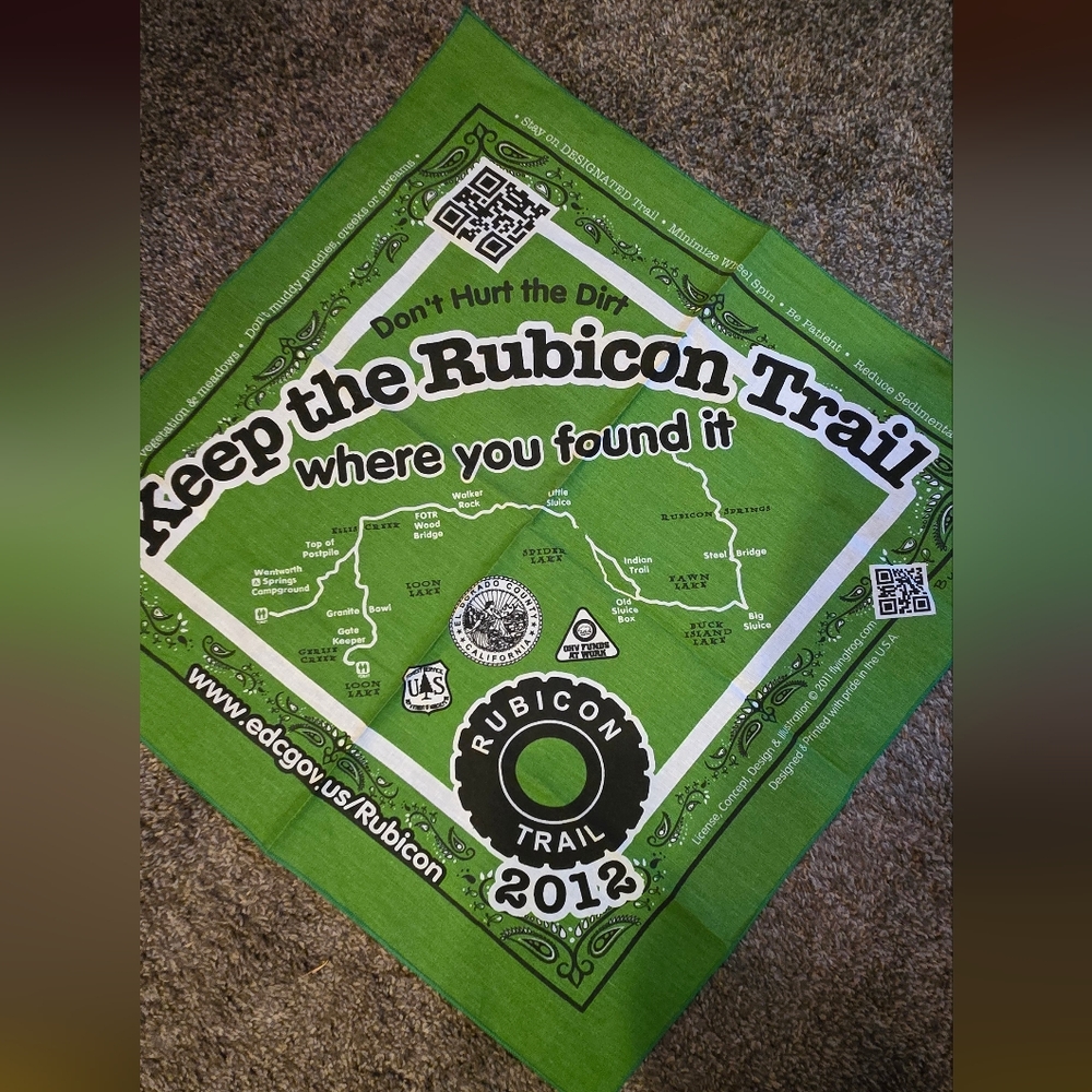 Green Rubicon Trail Bandana/flag 2012 NEW NO DEFECTS Collectible - Picture 3 of 4